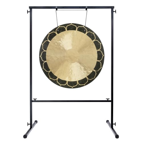 30" to 38" Temple Wind Gongs on Stands - Includes Gong, Stand, & Mallet/Great for Meditation & Sound Healing