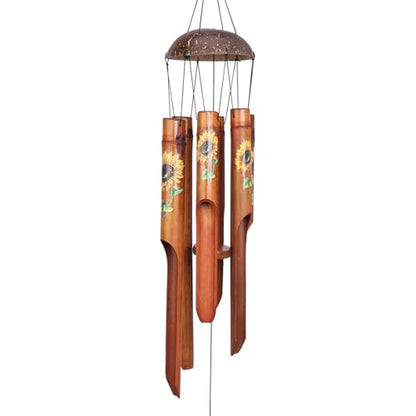 Bamboo Wind Chimes for Outside, Sunflower Wooden Wind Chime Memorial Gifts - size: 38" Sunflower