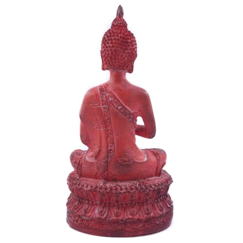 ornerx Thai Sitting Buddha Statue, Red, 6.7"