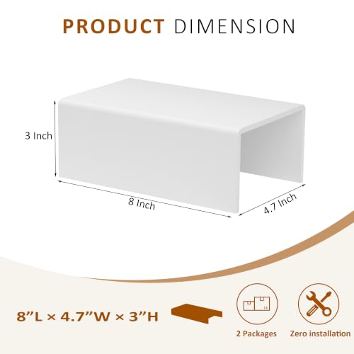 Sezanrpt White Acrylic Shelf Riser 8x4.7x3 Inch pack of 2, Desktop Rectangular Acrylic Tray Pedestal Stand for Funko Pop Figure, Bags, 8x4.7x3 Inch - color: White, size: 8x4.7x3 Inch