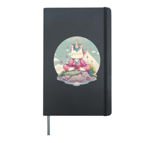 Meditation Unicorn Buddhist Hindu Zen Buddha Spirituality Hardcover Journal, Black