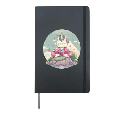 Meditation Unicorn Buddhist Hindu Zen Buddha Spirituality Hardcover Journal, Black