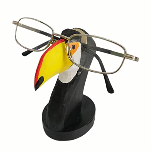 Red Dollar Handmade Wood Carved Animal Eyeglass Holder, Cute Sunglasses Display Stand, Nightstand Home Office Desk Decor, Christmas Holiday New Year Business Gift for Men Women Adults - color: Toucan