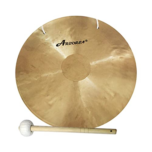 Arborea Gong Wind Gong Authentic Large Chinese Gong 22 Inch Includes Padded Gong Mallet & Hanging String for Sound Healing Home (22" Wind Gong) - color: Wind Gong, size: 22"