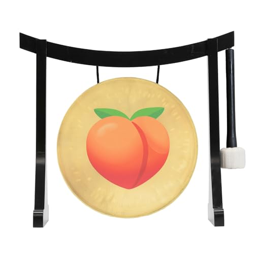 Peach Emoji Gong on Stands - style: 7" on the Black Lifting Buddha Stand