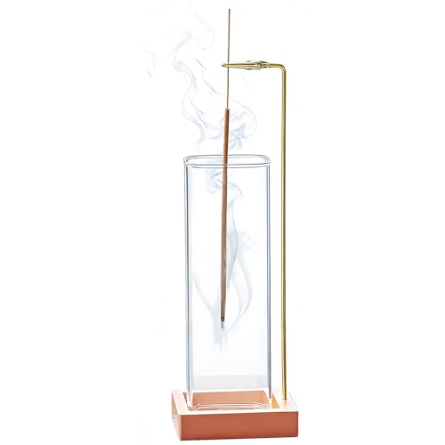 Incense Holder, Metal Incense Holder for Sticks with Removable Glass Ash Catcher, Anti-Ash Incense Burner,Luxury Home Décor for Meditation Relaxation (Rose Gold) - color: Rose Gold