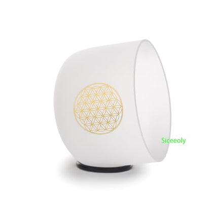 8" C Note 432HZ Flower of Life Crystal Singing Bowl Frosted Quartz Root Base Chakra Meditation Sound Healing with Durable Carrying Case Suede Striker O-ring - color: Life Flower, size: 8 inch