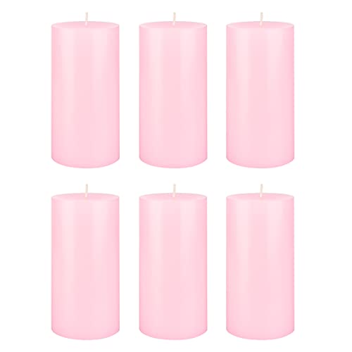 Mega Candles 6 pcs Unscented Solid Pink Pillar Candle, Hand Poured Premium Wax Candles 3 Inch x 6 Inch, Home Décor, Spas, Weddings, Occasions, Party, Centerpieces, Holidays, Vigils, Prayers - color: Pink, size: 6 Pieces