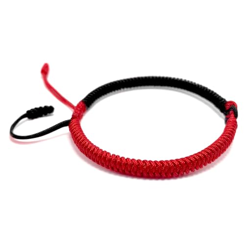 LAMIBEE Infinity Love Multicolor Bracelet for Men Women, Tibetan Lucky Amulet Knot Bracelet, Woven Thread String for Friend and Couple, Peace and Protection - color: Red Mix Black