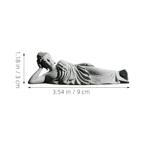 PRETYZOOM Little Reclining Buddha Ornament 3.54In Sandstone Mini Statue Indoor Zen Garden Meditation Decoration
