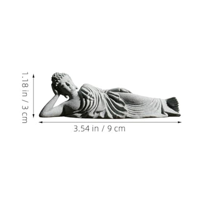 PRETYZOOM Little Reclining Buddha Ornament 3.54In Sandstone Mini Statue Indoor Zen Garden Meditation Decoration