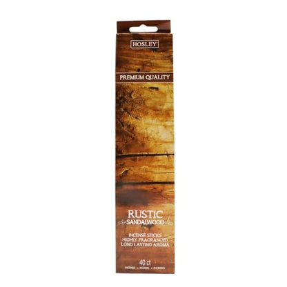 Hosley 40 Pack Incense Sticks – Rustic Sandalwood – Perfect for Home, Meditation & Aromatherapy - color: Rustic Sandalwood-40