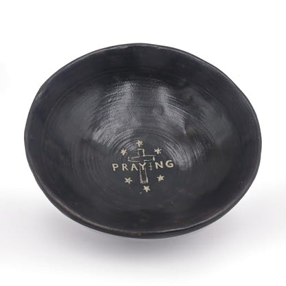 Prayer Offering Ritual Bowl Plate Great for Use Candles Tray Religious Spiritual Gifts （Black Praying） - style: Black Praying