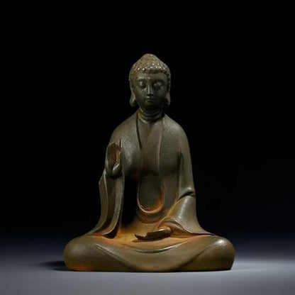 Faceless Buddha Statue, Cast Iron Buddha Figurine, Indoor Outdoor Zen Decor - style: Fearless