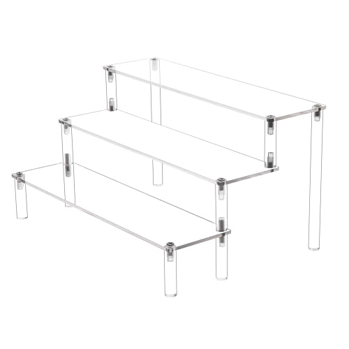 3 Steps Clear Acrylic Display Riser Cupcake Stand Display for Decoration and Organizer - size: 3 tier