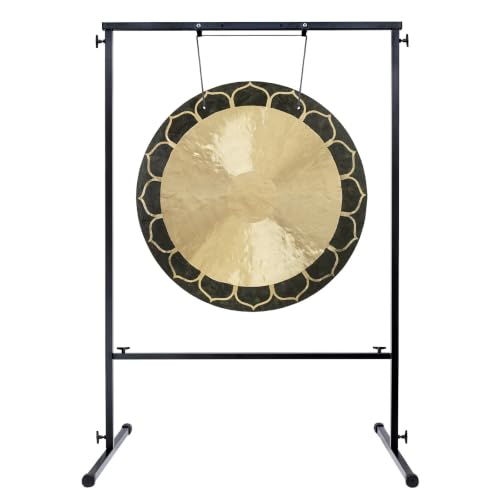 30" to 38" Temple Wind Gongs on Stands - Includes Gong, Stand, & Mallet/Great for Meditation & Sound Healing