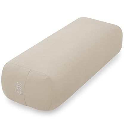 Yoga Meditation Cushion, 25" x 12" Rectangular Bolster with Organic Cotton Cover - color: Natural