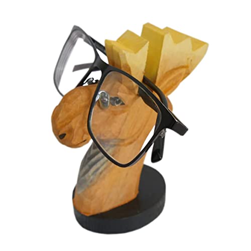 Red Dollar Handmade Wood Carved Animal Eyeglass Holder, Cute Sunglasses Display Stand, Nightstand Home Office Desk Decor, Christmas Holiday New Year Business Gift for Men Women Adults (Yellow) - color: Yellow
