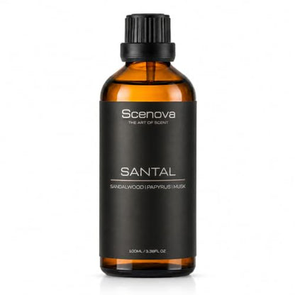 Santal Diffuser Oil, Sandalwood, Papyrus, Cardamom, Max Concentration, 100ml 3.4 Fl Oz. Aromatherapy, IFRA Certified. Non GMO, Child and Pet Safe.