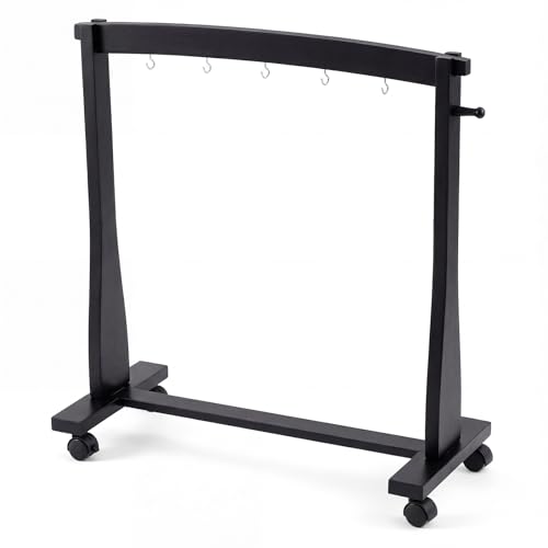 Ripeng Gong Chimes Wood Stand for 14 to 22 Gongs with Base for 1 Gong or 5 Chimes Wood Drum Stand with Brake Pulley for Sound Therapy and Meditation (Black, Style A) - color: Black, size: for 14" to 22" Gongs, style: Style A