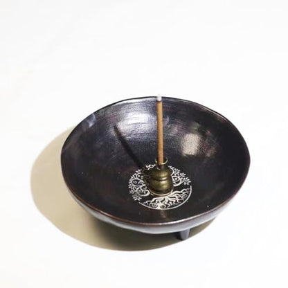 Prayer Offering Ritual Bowl Plate Great for Use Candles Tray Religious Spiritual Gifts （Black Tree Life） - style: Black Tree Life