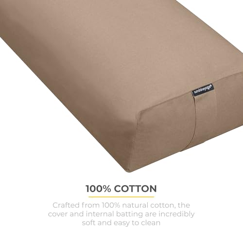 Firm Large Yoga Bolster, 24x12x6in - color: Mocha - Zippered Cover, size: 2 Pack