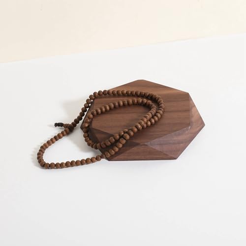 single Walnut Jewelry display Tray for selling, Wooden hexagon display riser for jewelry, Jewelry retail shop display stand, photography props【Walnut Hexagon single Large】 - color: Brown, size: Big