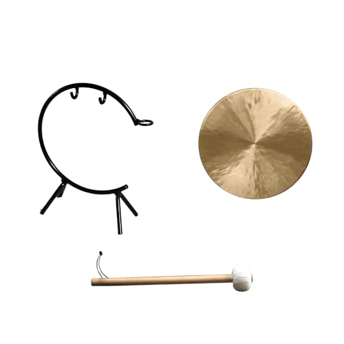 Arborea 6" Mini White Gong Table Set (Includes C Stand & Gong Mallet) – Perfect for Meditation, Sound Healing & Desktop Decor Desk Gong - size: 6" White Chau Gong