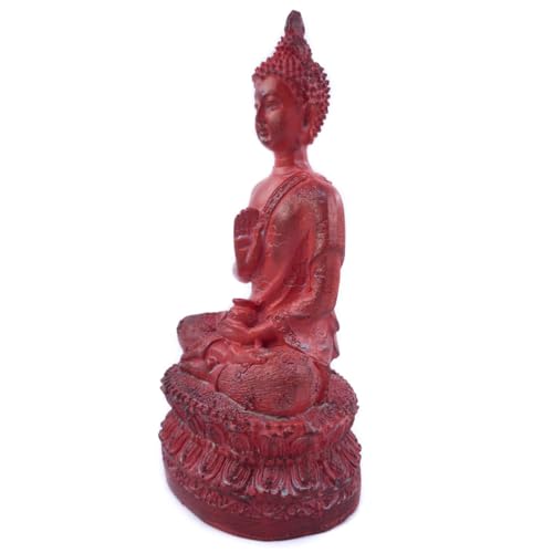 ornerx Thai Sitting Buddha Statue, Red, 6.7"