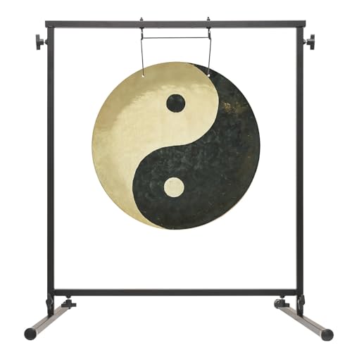 20" to 26" Taoist Breeze Gongs on Stands - Includes Gong, Stand, & Mallet/Yin & Yang/Perfect for Meditation & Sound Healing - size: 20" on Fruity Buddha Stand