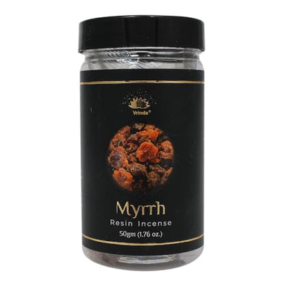 Vrinda® Premium Myrrh Resin – 100% Natural Tree Gum for Incense, Aromatherapy, Spiritual & Healing Use – 50g Pack