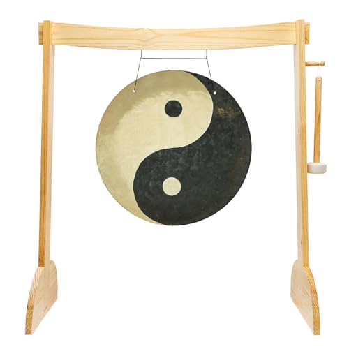 20" to 26" Taoist Breeze Gongs on Stands - Includes Gong, Stand, & Mallet/Yin & Yang/Perfect for Meditation & Sound Healing - size: 24" on Lunaphonic Stand