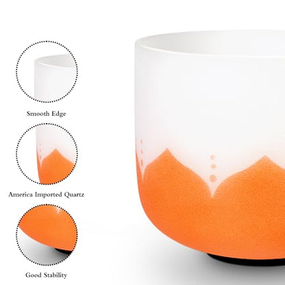 Leize 6-12 inch Lotus Design Chakra Tuned 432hz Set of 7 Quartz Crystal Singing Bowls with Heavy Duty Carrying Cases and Singing Bowl Mallet Suede Strikers - color: Lotus design