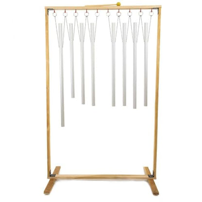 Set of 8 Fibonacci Tuned Healing Chimes with Framed Wood Stand Includes 8 Chimes, Stand, & Mallet/Clean Tones/Great for Spiritual & Sound Healing