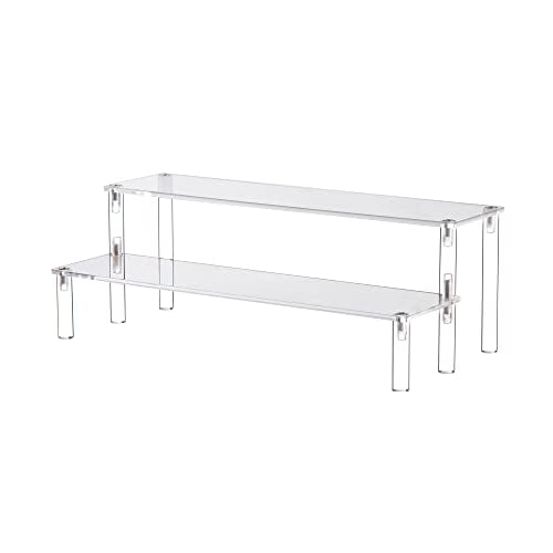 Clear Acrylic Display Riser 2 Tier Cupcake Stand Shelf for Decoration and Organizer - size: 2 tier