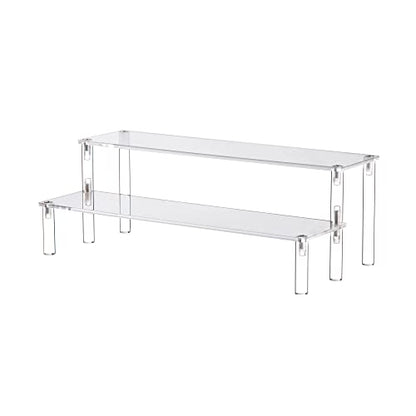 Clear Acrylic Display Riser 2 Tier Cupcake Stand Shelf for Decoration and Organizer - size: 2 tier