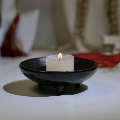 Prayer Offering Ritual Bowl Plate Great for Use Candles Tray Religious Spiritual Gifts （Black Praying） - style: Black Praying