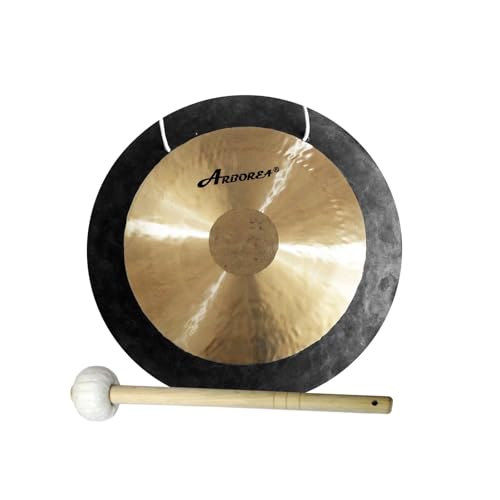 Arborea Sound Healing Gong Deep Wave Gong 18 Inch Authentic Chinese Wind Gong Includes Padded Gong Mallet Hanging String for Sound Bath and Meditation - color: Deep Wave Wind Gong, size: 18"