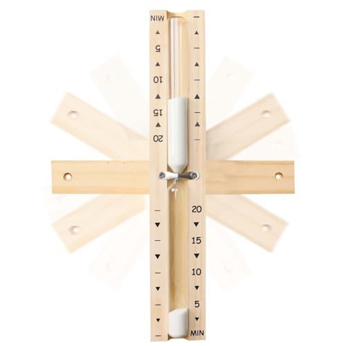 Sauna Sand Timer, Rotatable Wooden 20 Min Heat‑Resistant Hourglass Sand Clock for Sauna SPA, White - color: White Sauna Timer, size: 20 minute