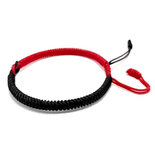 LAMIBEE Infinity Love Multicolor Bracelet for Men Women, Tibetan Lucky Amulet Knot Bracelet, Woven Thread String for Friend and Couple, Peace and Protection - color: Red Mix Black