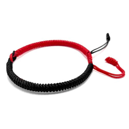 LAMIBEE Infinity Love Multicolor Bracelet for Men Women, Tibetan Lucky Amulet Knot Bracelet, Woven Thread String for Friend and Couple, Peace and Protection - color: Red Mix Black