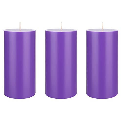 Mega Candles 3 pcs Unscented Solid Lavender Pillar Candles, Hand Poured Premium Wax Candle 3 Inch x 6 Inch, Home Décor, Spas, Weddings, Occasions, Party, Centerpieces, Holidays, Vigils, Prayers - color: Lavender, size: 3 Pieces