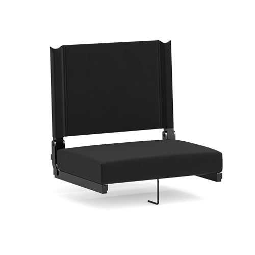 Flash Furniture Grandstand Portable Stadium Seat for Bleachers or Benches, Folding Padded Stadium Chair with Carrying Handle, 500 lb. Weight Capacity, Black - color: Black, size: Set of 1