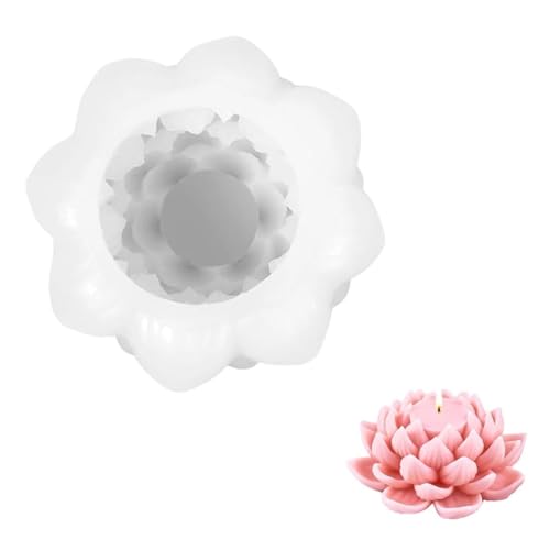1Pc Elegant 3D Lotus Candle Mold, Floral Scented Candle Silicone Holiday Mold, Suitable for Parties, DIY Plaster Aromatherapy Home Decoration.