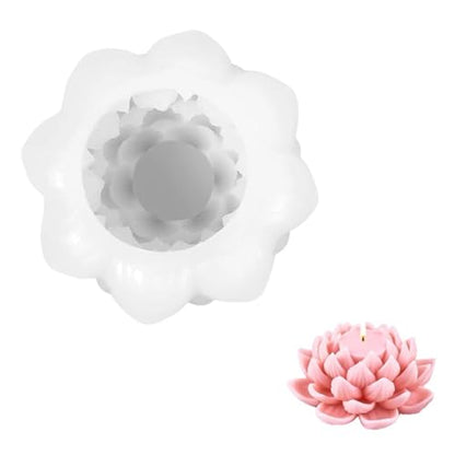 1Pc Elegant 3D Lotus Candle Mold, Floral Scented Candle Silicone Holiday Mold, Suitable for Parties, DIY Plaster Aromatherapy Home Decoration.