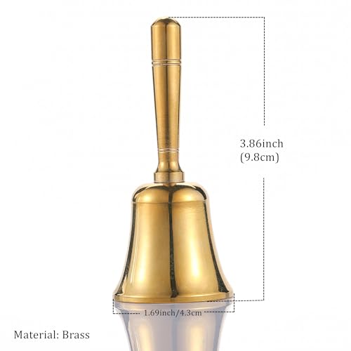 Super Loud Solid Brass Hand Call Bell Dinner Bell (S) & Super Loud Large Brass Hand Call Bell for Dinner Classroom-Bronze
