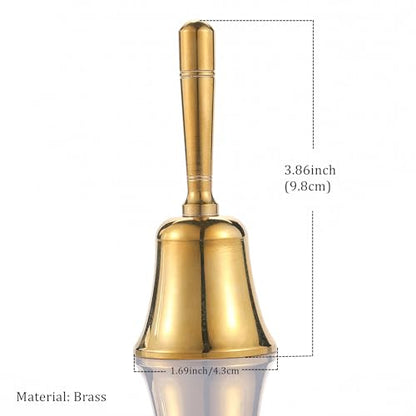 Super Loud Solid Brass Hand Call Bell Dinner Bell (S) & Super Loud Large Brass Hand Call Bell for Dinner Classroom-Bronze