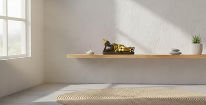 Reclining Buddha Statue - Sleeping Nirvana Meditation Sculpture - Thai Buddhist Figurine - Feng Shui Home Decor - Small Resin 5.5 Inches (Gold Brown) - color: Gold Brown
