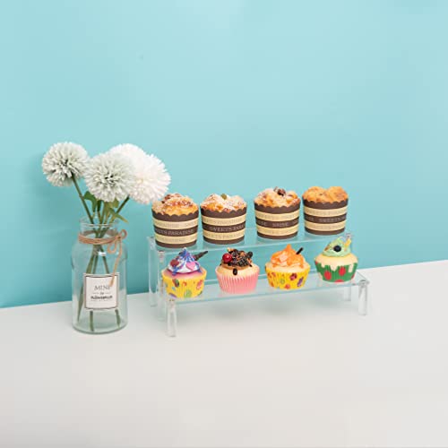 Clear Acrylic Display Riser 2 Tier Cupcake Stand Shelf for Decoration and Organizer - size: 2 tier