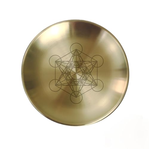 5.5inch Altar Ritual Plate Dish Stainless Steel Flat Bowl Round Metal Jewelry Tray Prayer Astrology Tarot Offering Plate Ring Trinket Holder for Smudging Decoration Trays Gold (Metatron Gold) - color: Metatron Gold